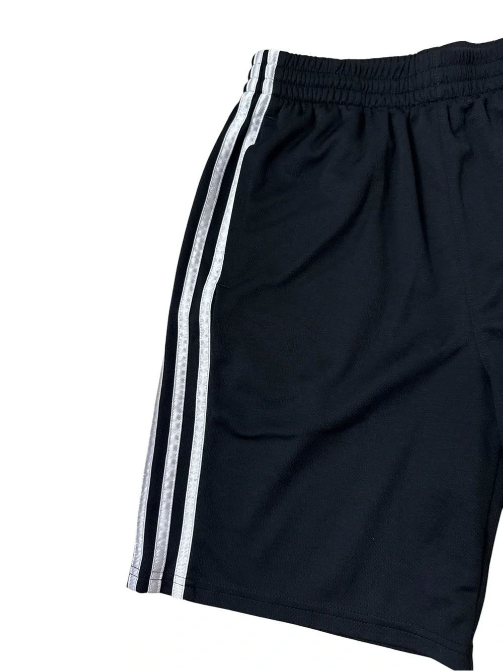 adidas | Black Shorts with White Three-Stripe Detail Size Large Boys 14-16